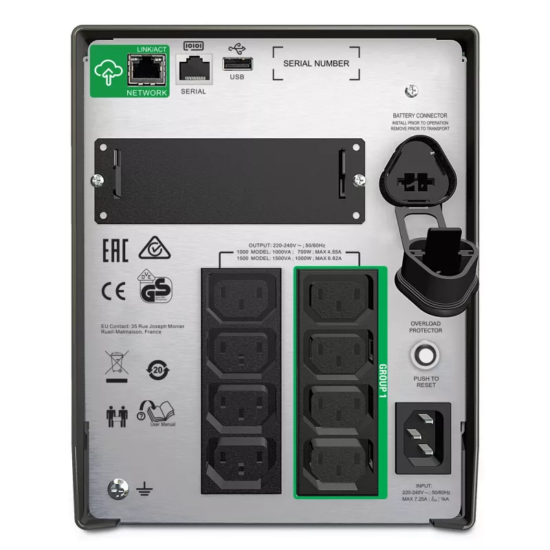 APC Smart-UPS SMT1500IC - 8x C13, USB, SmartConnect, 1500VA, Line-Interactive, 1,5 kVA, 1000 W, Ημιτονοειδής, 151 V, 302 V