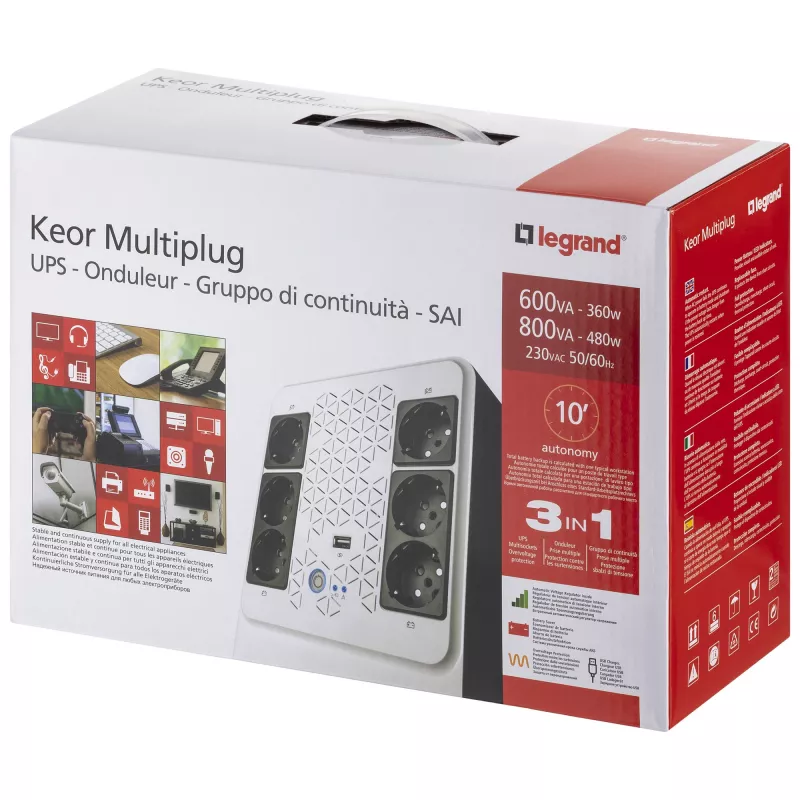 Legrand Keor ASI MULTIPLUG 600 FR UPS Line-Interactive 0,6 kVA 360 W 6 πρίζες