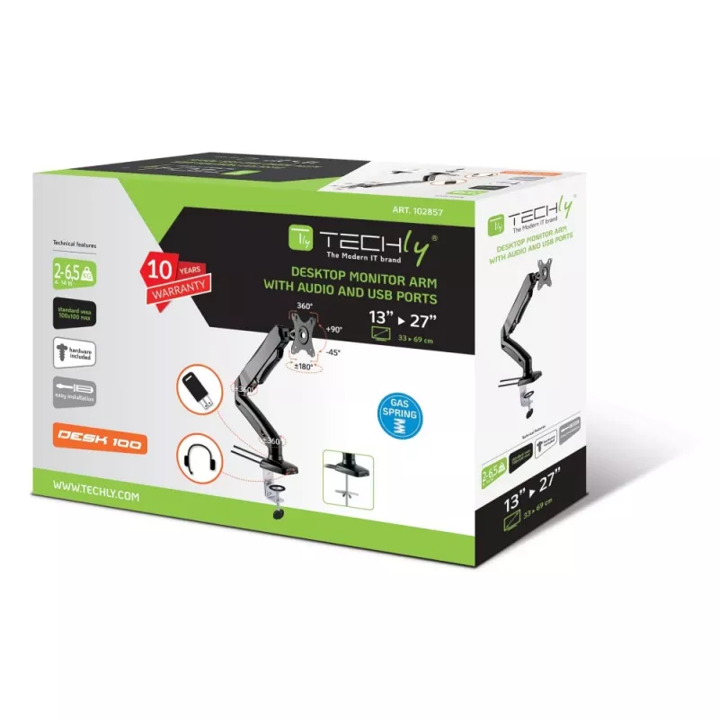 Techly ICA-LCD 514 βάση οθόνης / βάση 68,6 cm (27 ίντσες) γραφείο μαύρο