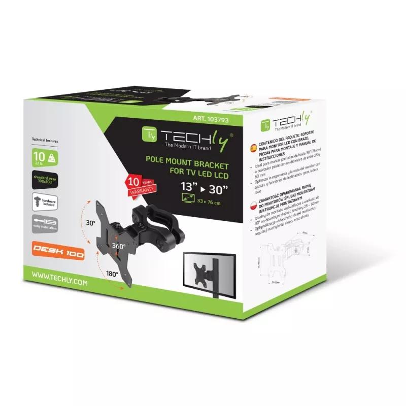 Techly ICALCD100BK βάση γραφείου μαύρο