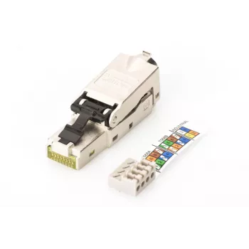 DIGITUS CAT6a βύσμα πεδίου - STP, καπάκι προστασίας σκόνης, προστασία κάμψης