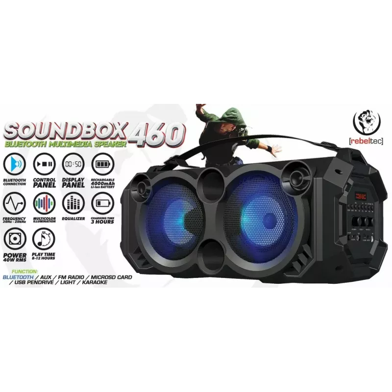 Φορητό ηχείο Bluetooth SoundBox 460, Μαύρο