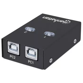 Διακόπτης κοινής χρήσης USB MANHATTAN 162005, USB 2.0 Type-B, 2 θύρες, 480 Mbit/s, καλώδιο 1,5 m, λευκό