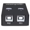 Διακόπτης κοινής χρήσης USB MANHATTAN 162005, USB 2.0 Type-B, 2 θύρες, 480 Mbit/s, καλώδιο 1,5 m, λευκό