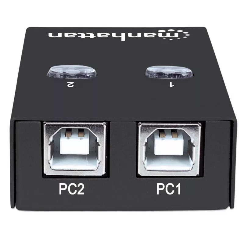 Διακόπτης κοινής χρήσης USB MANHATTAN 162005, USB 2.0 Type-B, 2 θύρες, 480 Mbit/s, καλώδιο 1,5 m, λευκό