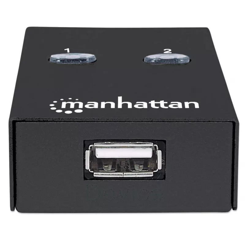 Διακόπτης κοινής χρήσης USB MANHATTAN 162005, USB 2.0 Type-B, 2 θύρες, 480 Mbit/s, καλώδιο 1,5 m, λευκό