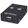 Διακόπτης κοινής χρήσης USB MANHATTAN 162005, USB 2.0 Type-B, 2 θύρες, 480 Mbit/s, καλώδιο 1,5 m, λευκό