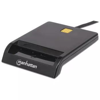 Manhattan 102049 αναγνώστης έξυπνων καρτών επαφής, USB-A 2.0, 12 Mbps, καλώδιο 1,05 m, μαύρος, περίβλημα ABS