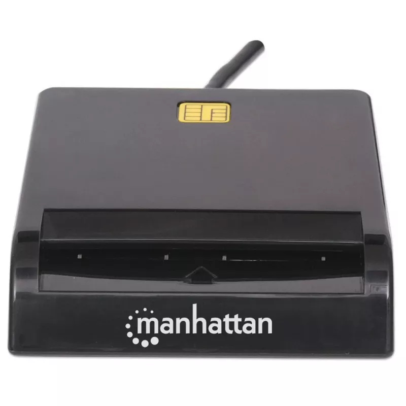 Manhattan 102049 αναγνώστης έξυπνων καρτών επαφής, USB-A 2.0, 12 Mbps, καλώδιο 1,05 m, μαύρος, περίβλημα ABS