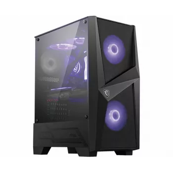 MSI MAG FORGE 100M Midi-Tower κουτί gaming 'μαύρο, 2x 120mm RGB PWM ανεμιστήρες, 1x 120mm ανεμιστήρας, 1-6 RGB Hub, πλάκα από σκληρυμένο γυαλί, ATX, mATX, mini-ITX'