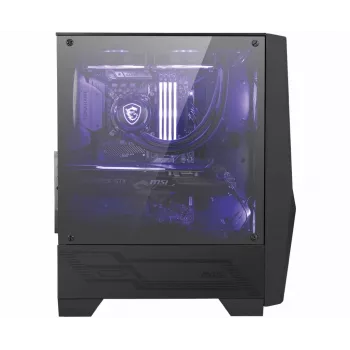 MSI MAG FORGE 100M Midi-Tower κουτί gaming 'μαύρο, 2x 120mm RGB PWM ανεμιστήρες, 1x 120mm ανεμιστήρας, 1-6 RGB Hub, πλάκα από σκληρυμένο γυαλί, ATX, mATX, mini-ITX'