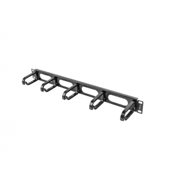 Πάνελ διαχείρισης καλωδίων LANBERG AK-1205-B, 1U Μεταλλικό, πλάτος 19 inch (482,6 mm), βάθος 80 mm, μαύρο