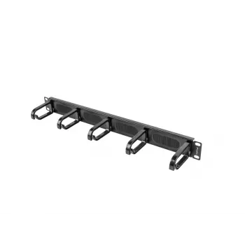 Λωρίδα με βούρτσες LANBERG AK-1203-B — 19 inch 1U Μεταλλικός οργανωτής καλωδίων, μαύρο