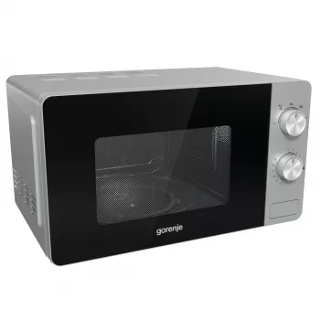 Φούρνος μικροκυμάτων Gorenje MO20E1S — 20 l, 800 W, περιστροφικός διακόπτης, δίσκος 270 mm, ανοξείδωτο χάλυβα/μαύρο