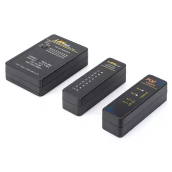 DIGITUS Ελεγκτής Καλωδίων, Δικτύου, RJ45, BNC Κύρια Μονάδα, Απομακρυσμένη Μονάδα, Ελεγκτής PoE, με Βαλίτσα