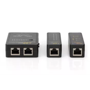 DIGITUS Ελεγκτής Καλωδίων, Δικτύου, RJ45, BNC Κύρια Μονάδα, Απομακρυσμένη Μονάδα, Ελεγκτής PoE, με Βαλίτσα