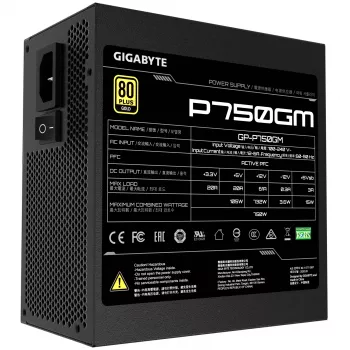 Τροφοδοτικό Gigabyte P750GM 750 Watt Απόδοση 80 PLUS GOLD, PFC Active, MTBF 100000 Ώρες