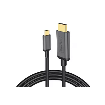 Προσαρμογέας DIGITUS USB-C - HDMI, 2m 4K/30Hz, μαύρο, μεταλλικό κουτί