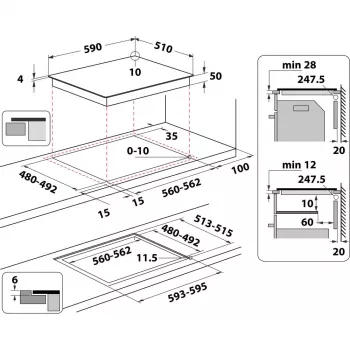 Whirlpool WS Q4860 NE Μαύρο Εντοιχιζόμενη 60 cm επαγωγική εστία 4 ζώνη(-ες) μαγειρέματος