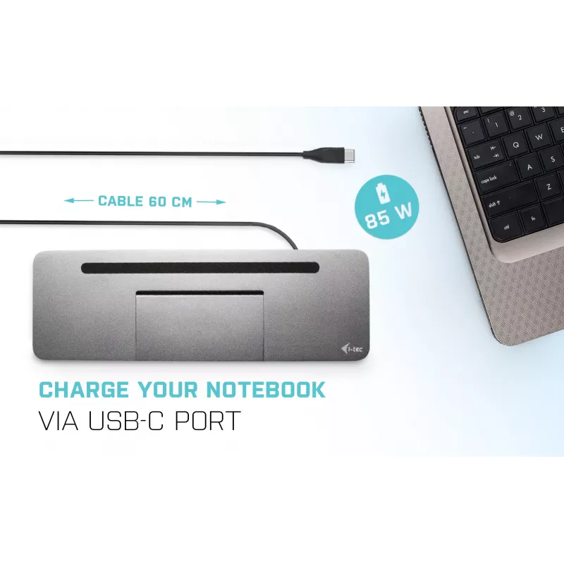 i-tec Μεταλλικό USB-C Εργονομικό 4K 3x Display Docking Station + Power Delivery 85 W