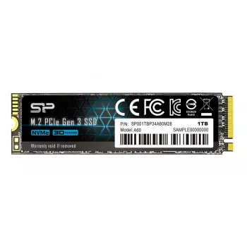 SSD M.2 2280 Silicon Power 1000GB NVMe PCIe Gen3x4, ανάγνωση 2200 MB/s, εγγραφή 1600 MB/s