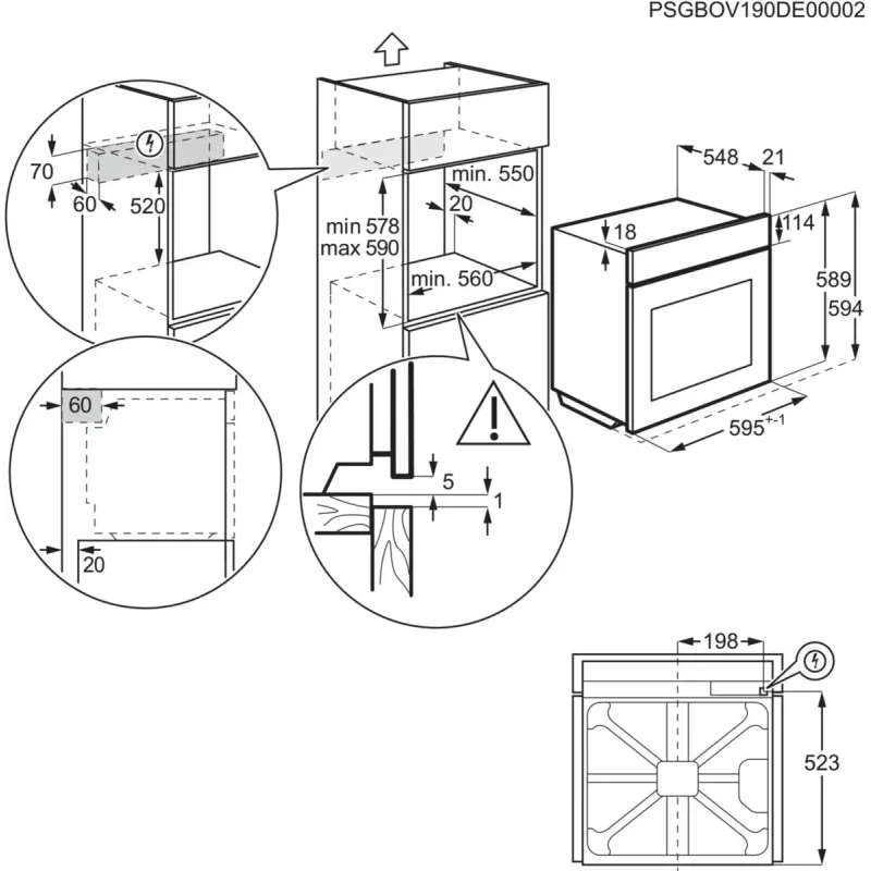 Electrolux EOF3H40X 2790 W Μαύρο, ανοξείδωτο ατσάλι