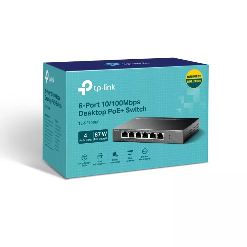TP-Link TL-SF1006P Διακόπτης δικτύου Unmanaged Fast Ethernet (10/100) Power over Ethernet (PoE) Μαύρο