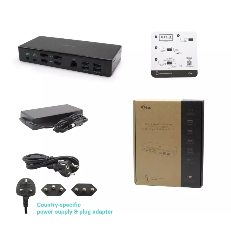 Docking Station i-tec USB-C Quattro Display Docking Station με Power Delivery 85 W