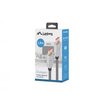 Lanberg CA-DPDP-20CU-0018-BK καλώδιο DisplayPort 1.4 αρσενικό/αρσενικό 1,8 m, 8K 60 Hz, HDR, επιχρυσωμένοι συνδέσμοι, μαύρο
