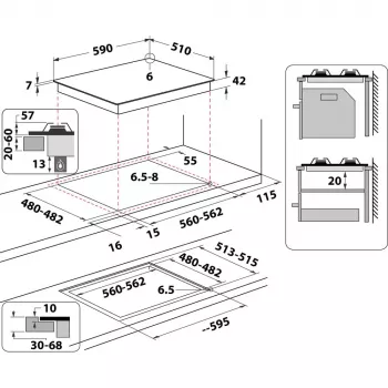 Whirlpool AKT 616/NB Μαύρο Εντοιχιζόμενη βάση υγραερίου 60 cm 4 εστίες