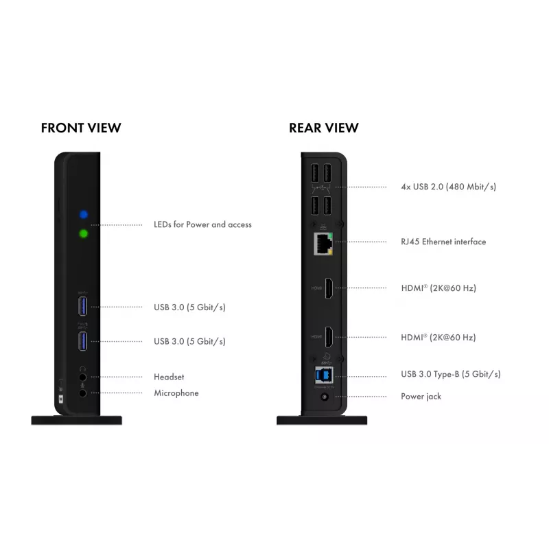 ICY BOX IB-DK2251AC ενσύρματο USB 3.2 Gen 2 (3.1 Gen 2) Type-A μαύρο