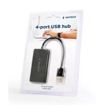 USB-Hub Gembird UHB-U2P4-04 – 4-Port USB 2.0, Plug-and-Play, μαύρο, 480 Mbit/s
