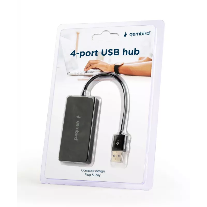 USB-Hub Gembird UHB-U2P4-04 – 4-Port USB 2.0, Plug-and-Play, μαύρο, 480 Mbit/s
