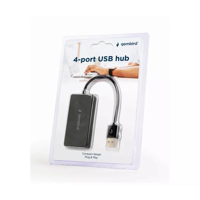 USB-Hub Gembird UHB-U2P4-04 – 4-Port USB 2.0, Plug-and-Play, μαύρο, 480 Mbit/s