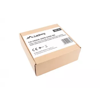 Lanberg CA-HDMI-20FB-0400-BK ενεργό οπτικό (AOC) καλώδιο HDMI 2.0, 40 m, τύπου A αρσενικό-αρσενικό, 4K 60 Hz (3840x2160), 18 Gbit/s, Ethernet, μαύρο