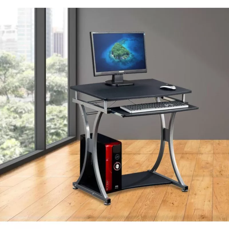 Techly Compact Desk για PC με αφαιρούμενο συρτάρι πληκτρολογίου, Μαύρο Graphite ICA-TB 328BK