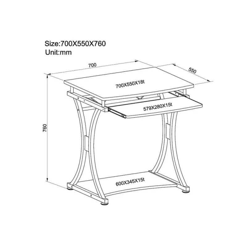 Techly Compact Desk για PC με αφαιρούμενο συρτάρι πληκτρολογίου, Μαύρο Graphite ICA-TB 328BK