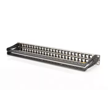 DIGITUS Modular Patch Panel, θωρακισμένο 48-Port, πεδίο σήμανσης, 1U, τοποθέτηση σε rack, χρώμα μαύρο RAL 9005