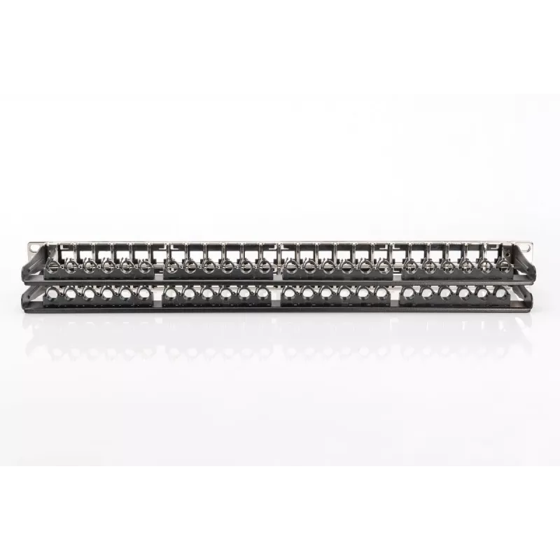 DIGITUS Modular Patch Panel, θωρακισμένο 48-Port, πεδίο σήμανσης, 1U, τοποθέτηση σε rack, χρώμα μαύρο RAL 9005