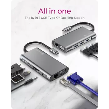 ICY BOX IB-DK4040-CPD Ενσύρματο USB 3.2 Gen 1 (3.1 Gen 1) Type-C Ανθρακί, Μαύρο