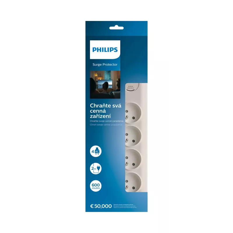 Προστασία υπέρτασης Philips SPN7040WA/60 4 υποδοχές AC 600 J 2 m λευκό