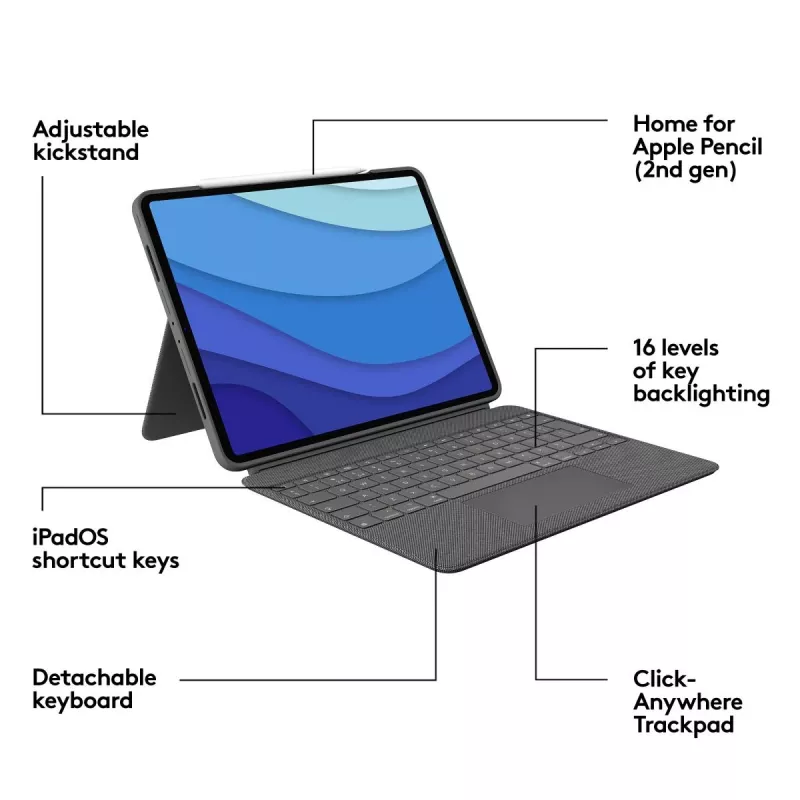 LOGITECH Combo Touch - iPad Pro 12,9 ιντσών (5. Gen.) - Αγγλικά - QWERTY
