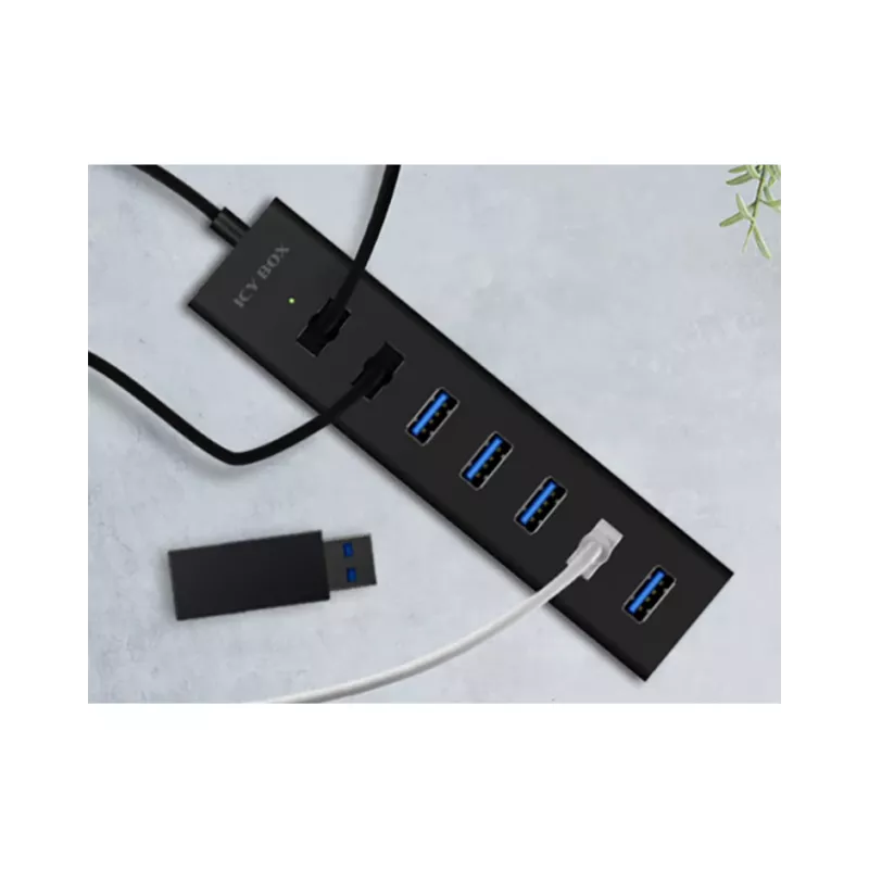 ICY BOX IB-HUB1700-U3 USB 3.2 Gen 1 (3.1 Gen 1) Type-A 5000 Mbit/s Μαύρο