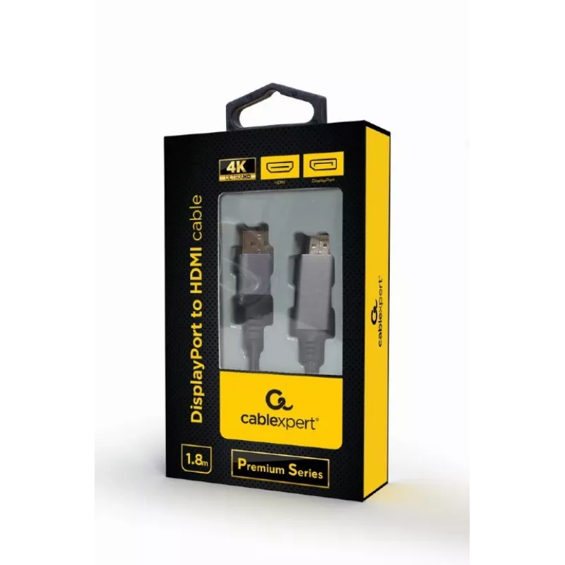 Αντάπτορας καλωδίου βίντεο Gembird CC-DP-HDMI-4K-6 — DisplayPort σε HDMI τύπου A, 1,8 m, 4K, μαύρο