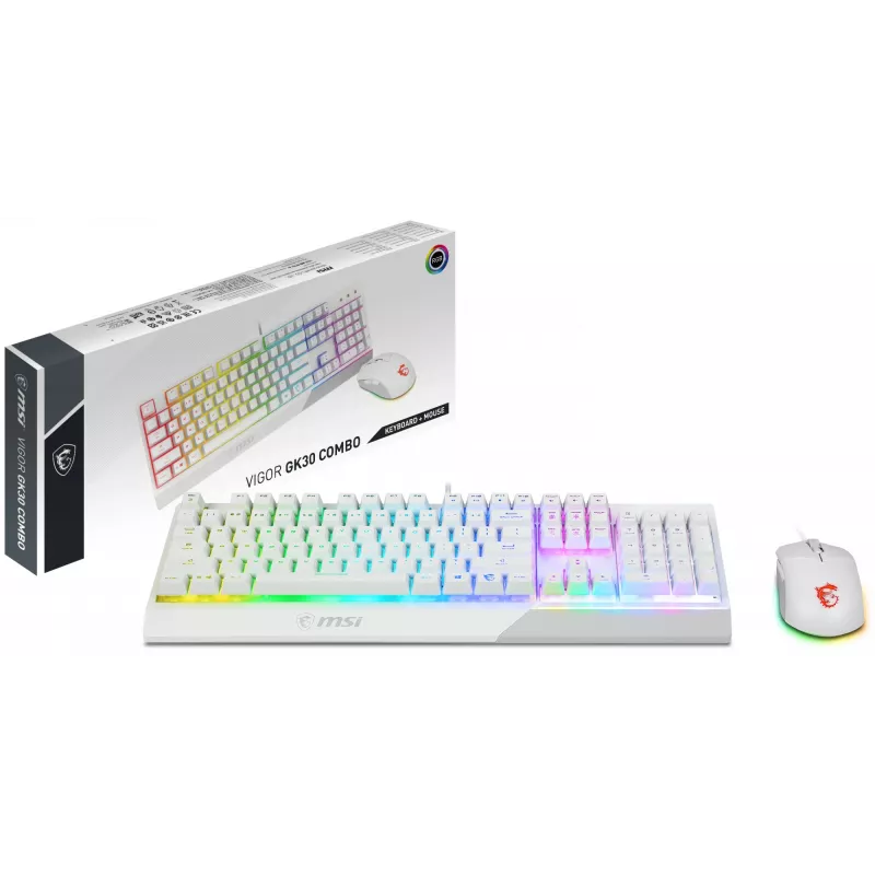 Σετ πληκτρολογίου και ποντικιού gaming MSI VIGOR GK30 COMBO WHITE