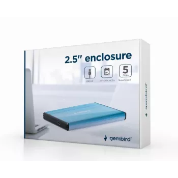 Θήκη HDD Gembird EE2-U3S-3-B — 2,5 ιντσών Single-Bay, SATA, Mini‑USB A, έως 7 TB, μπλε