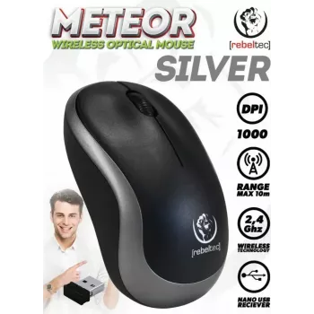 Ασύρματο οπτικό ποντίκι Rebeltec METEOR ασημί RBLMYS00050 USB