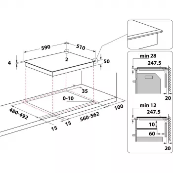Whirlpool WS S4060 BF Μαύρη εντοιχιζόμενη επαγωγική εστία 60 cm 4 ζώνες
