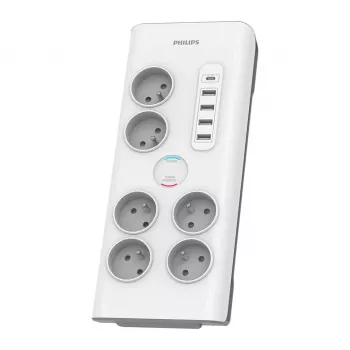 Philips SPN7060WA/60 Προστασία υπέρτασης Λευκό 6 πρίζες AC 2 m