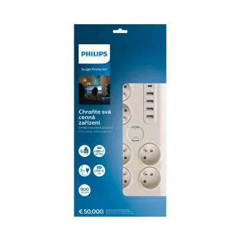 Philips SPN7060WA/60 Προστασία υπέρτασης Λευκό 6 πρίζες AC 2 m